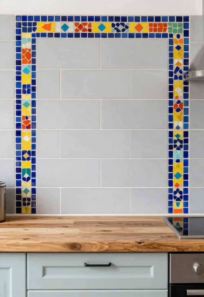 17 Painted Kitchen Tiles Ideas With Creative Color 12 17 Painted Kitchen Tiles Ideas With Creative Color - 12. Bright Mosaic Borders 1