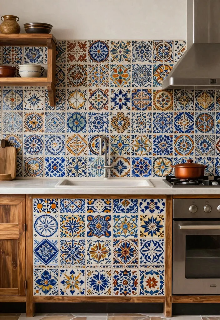 17 Painted Kitchen Tiles Ideas With Creative Color 15 17 Painted Kitchen Tiles Ideas With Creative Color - 15. Cultural Patterns and Designs 1