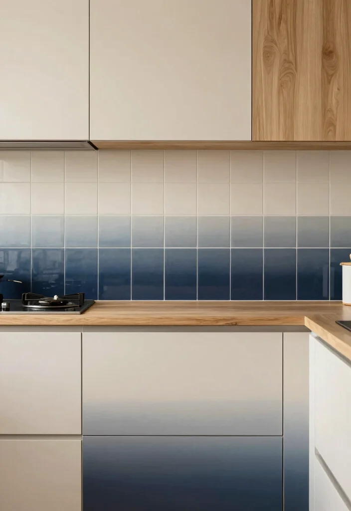 17 Painted Kitchen Tiles Ideas With Creative Color 4 17 Painted Kitchen Tiles Ideas With Creative Color - 4. Subtle Ombre Effects 1