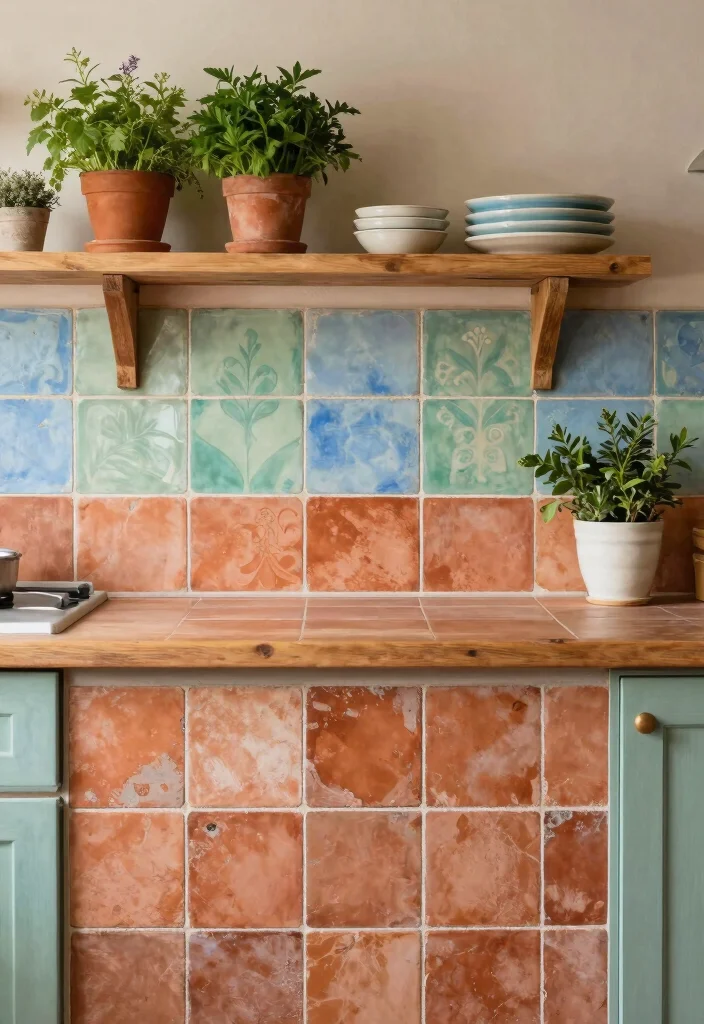 17 Painted Kitchen Tiles Ideas With Creative Color 5 17 Painted Kitchen Tiles Ideas With Creative Color - 5. Rustic Terracotta Touches 1