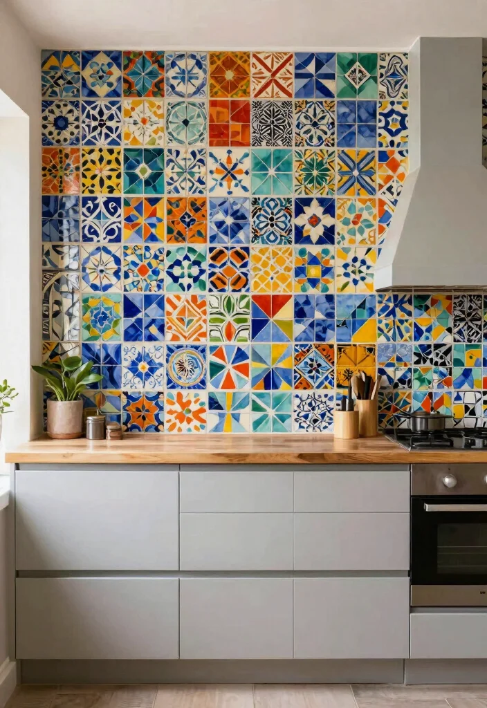 17 Painted Kitchen Tiles Ideas With Creative Color 6 17 Painted Kitchen Tiles Ideas With Creative Color - 6. Art-inspired Mosaics 1
