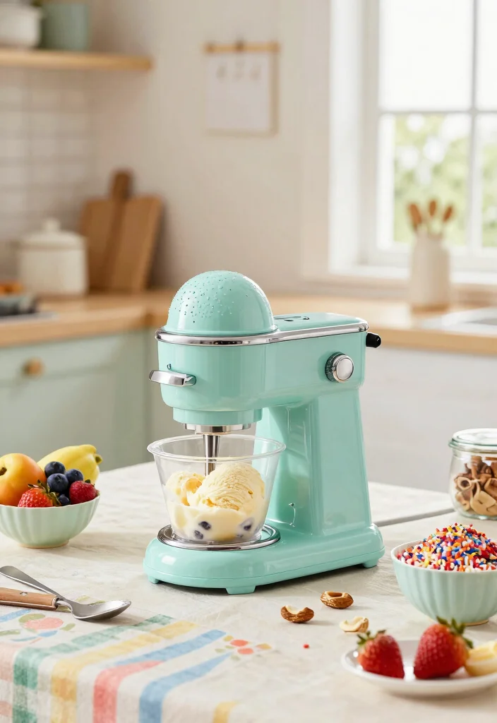 17 Retro Kitchen Appliances Ideas With Vintage Flair 10 17 Retro Kitchen Appliances Ideas With Vintage Flair - 10. The Playful Ice Cream Maker 1