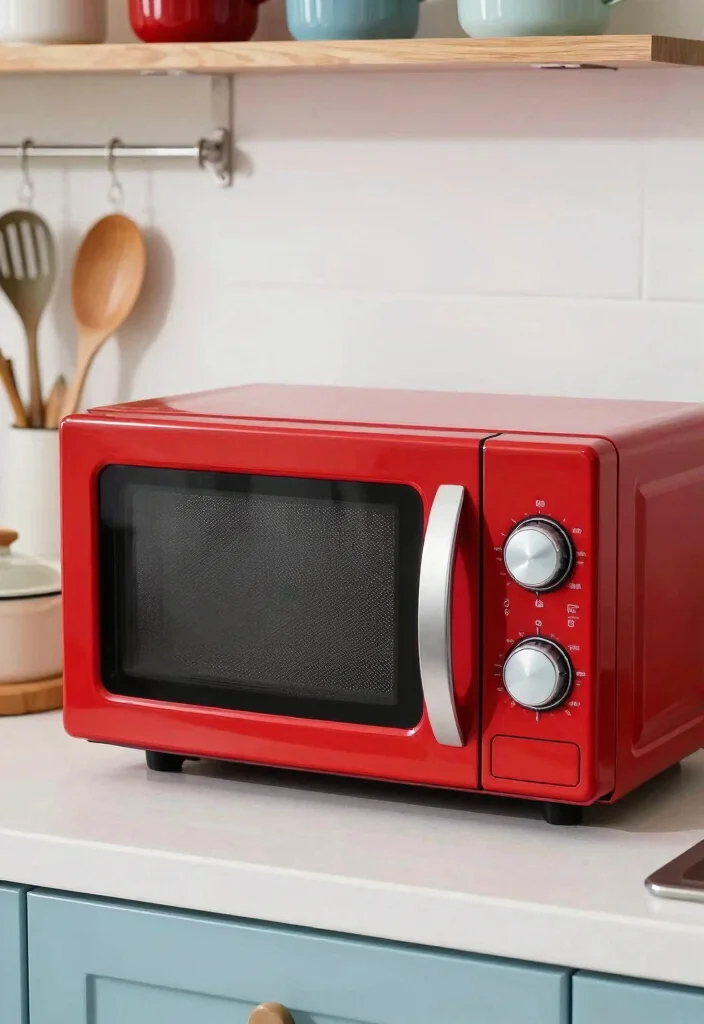 17 Retro Kitchen Appliances Ideas With Vintage Flair 11 17 Retro Kitchen Appliances Ideas With Vintage Flair - 11. The Retro Microwave Oven 1