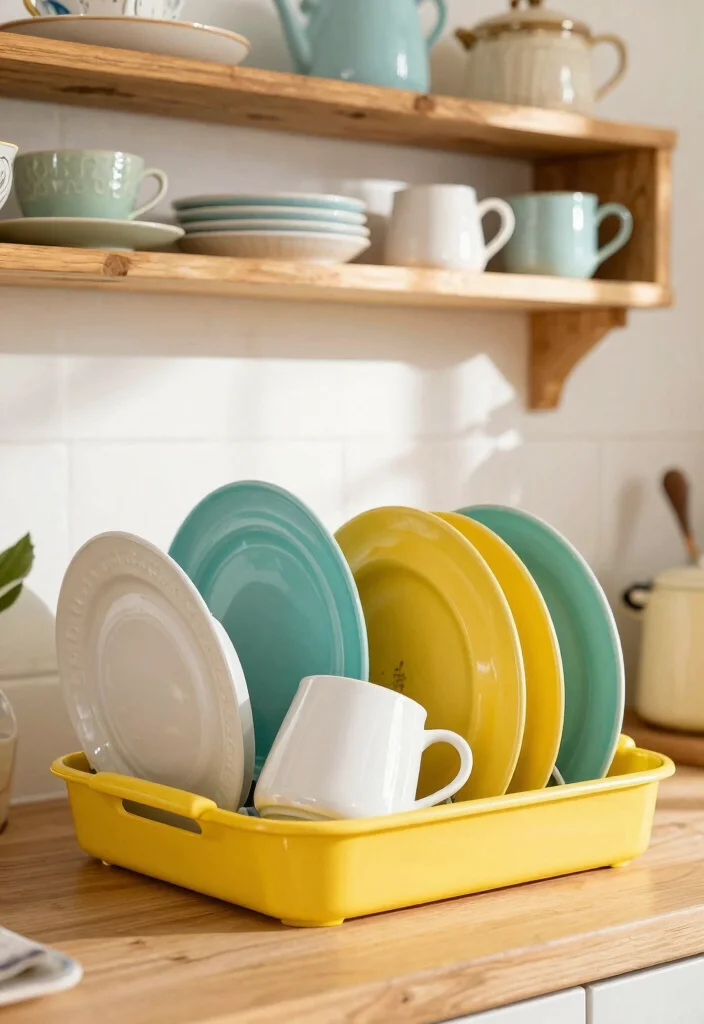 17 Retro Kitchen Appliances Ideas With Vintage Flair 12 17 Retro Kitchen Appliances Ideas With Vintage Flair - 12. The Charming Dish Rack 1