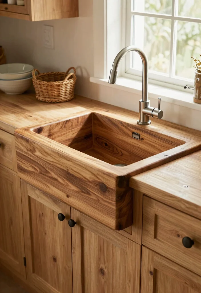 17 Sink Design Kitchen Ideas With Functional Style - 1. Reclaimed Wood Sink 1