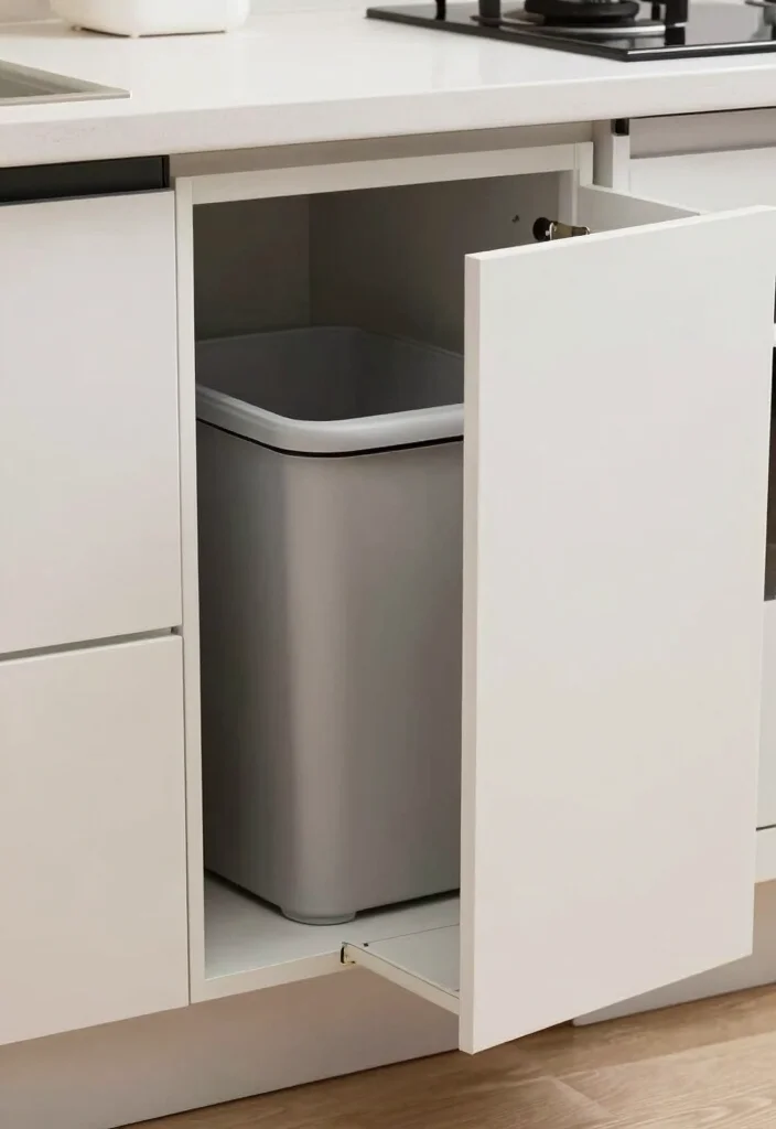 17 Slim Shaker Cabinets Kitchen Ideas With Modern Lines 12 17 Slim Shaker Cabinets Kitchen Ideas With Modern Lines - 12. Hidden Trash Solutions 1