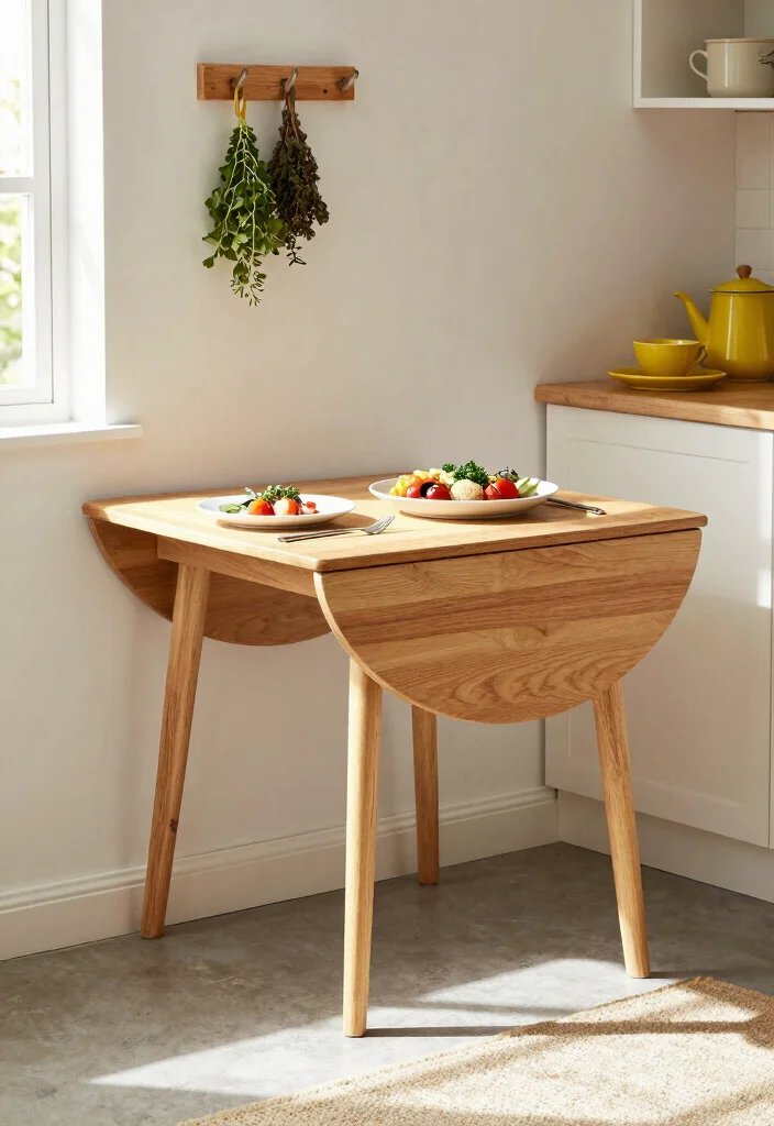 17 Small Kitchen Table Ideas That Fit Every Space 3 17 Small Kitchen Table Ideas That Fit Every Space - 3. Drop-leaf Tables for Flexibility 1