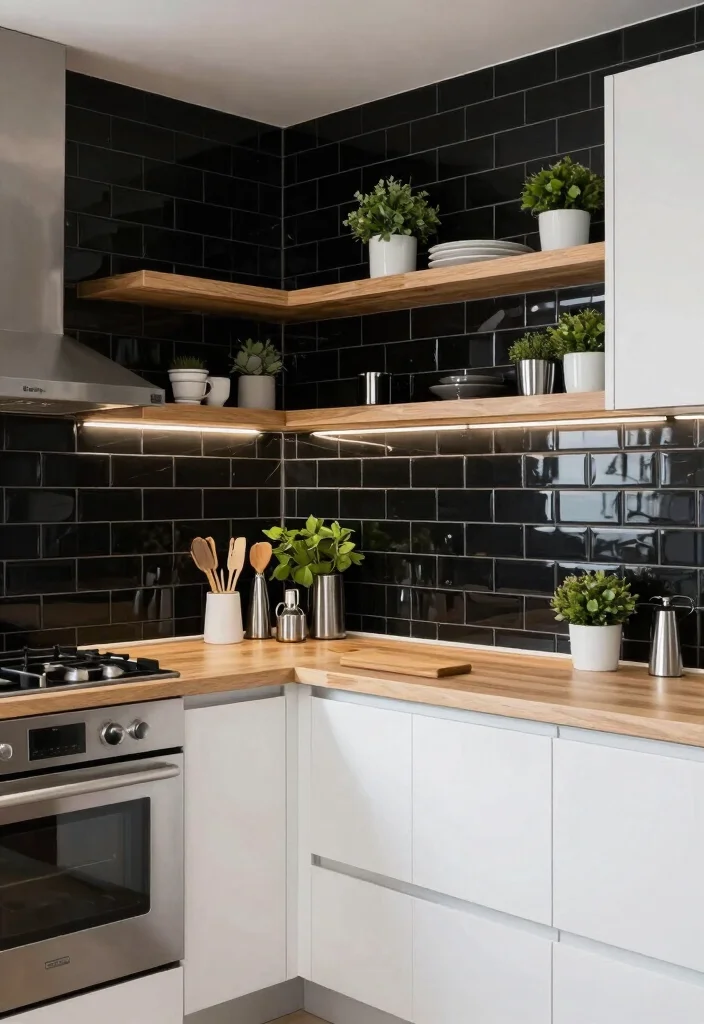 18 Black Tiles Kitchen Ideas With Dramatic Contrast 1 18 Black Tiles Kitchen Ideas With Dramatic Contrast - 1. Sleek Black Subway Tiles 1