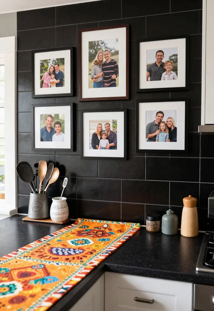 18 Black Tiles Kitchen Ideas With Dramatic Contrast 18 18 Black Tiles Kitchen Ideas With Dramatic Contrast - 18. Black Tiles with Personal Touches 1