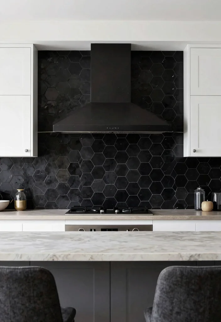 18 Black Tiles Kitchen Ideas With Dramatic Contrast 3 18 Black Tiles Kitchen Ideas With Dramatic Contrast - 3. Black Hexagon Tiles for Unique Patterns 1