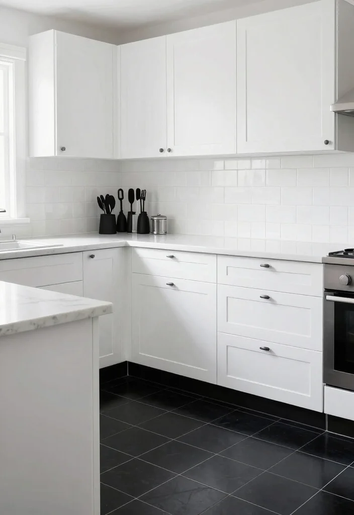 18 Black Tiles Kitchen Ideas With Dramatic Contrast 4 18 Black Tiles Kitchen Ideas With Dramatic Contrast - 4. Classic Black and White Combo 1