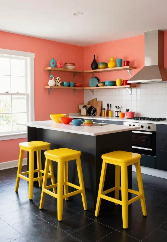 18 Black Tiles Kitchen Ideas With Dramatic Contrast 5 18 Black Tiles Kitchen Ideas With Dramatic Contrast - 5. Black Tiles with Colorful Accents 1