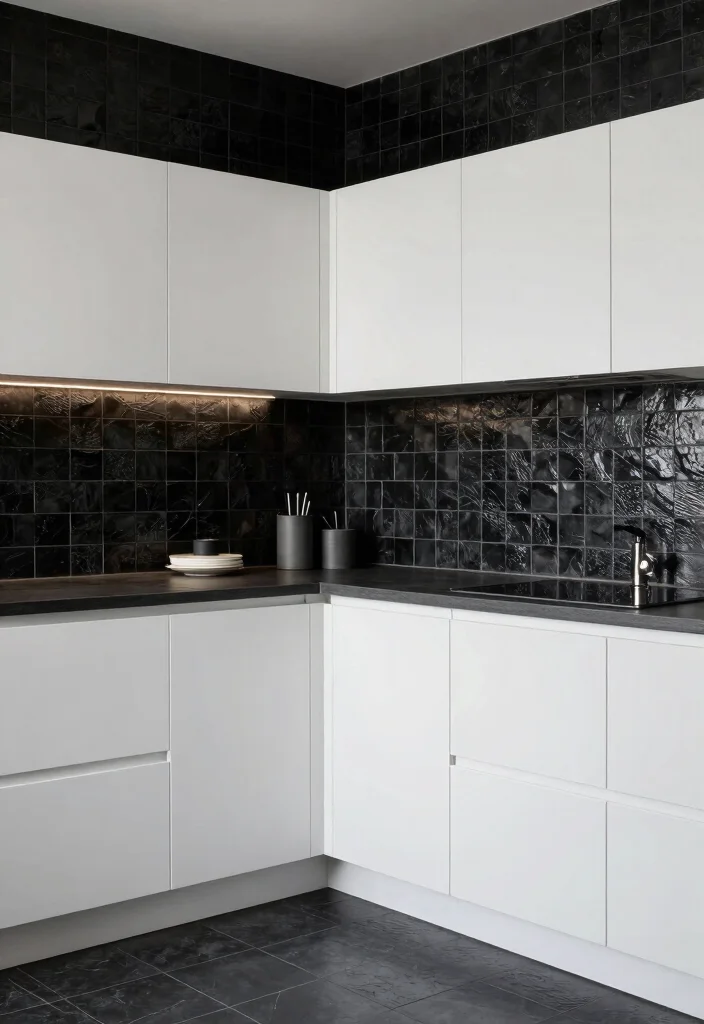 18 Black Tiles Kitchen Ideas With Dramatic Contrast 7 18 Black Tiles Kitchen Ideas With Dramatic Contrast - 7. Textured Black Tiles for Depth 1