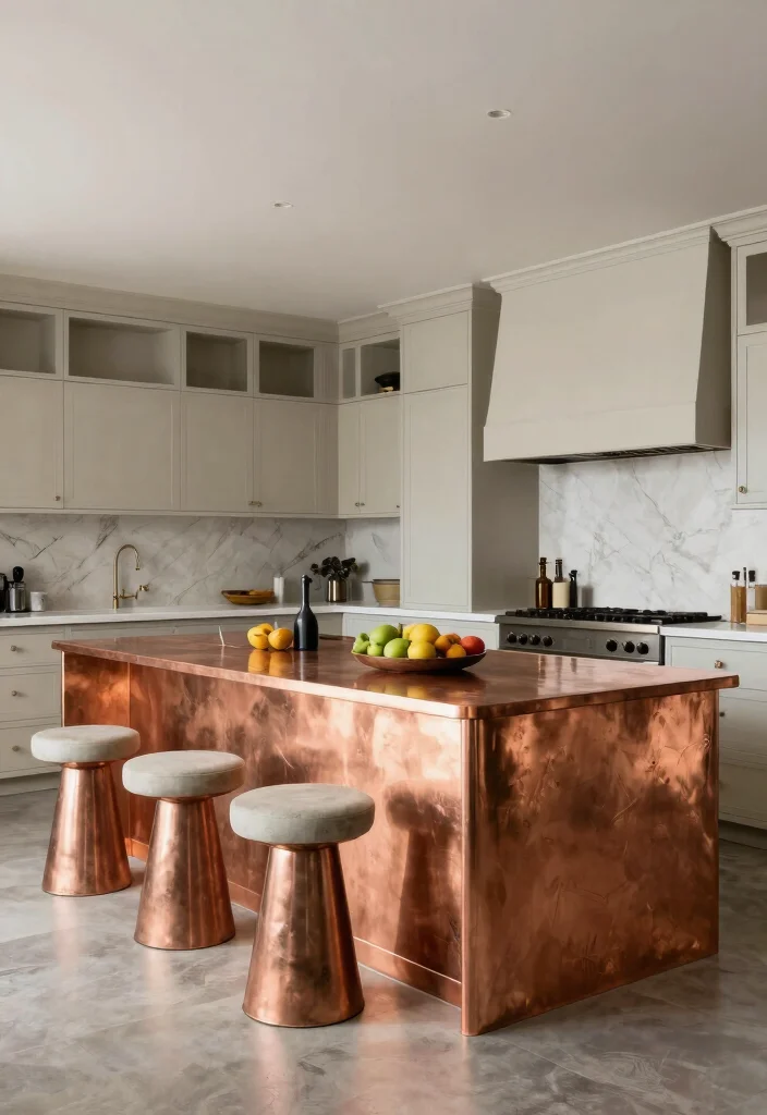 18 Copper Countertops Kitchen Ideas With Bold Character - 5. Bold Statement Island 1