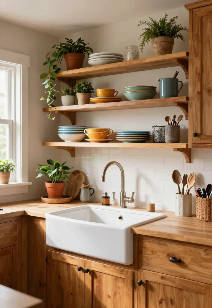 18 Farmhouse Kitchen Sink Ideas With Timeless Charm 10 18 Farmhouse Kitchen Sink Ideas With Timeless Charm - 10. Farmhouse Sink with Open Shelving 1