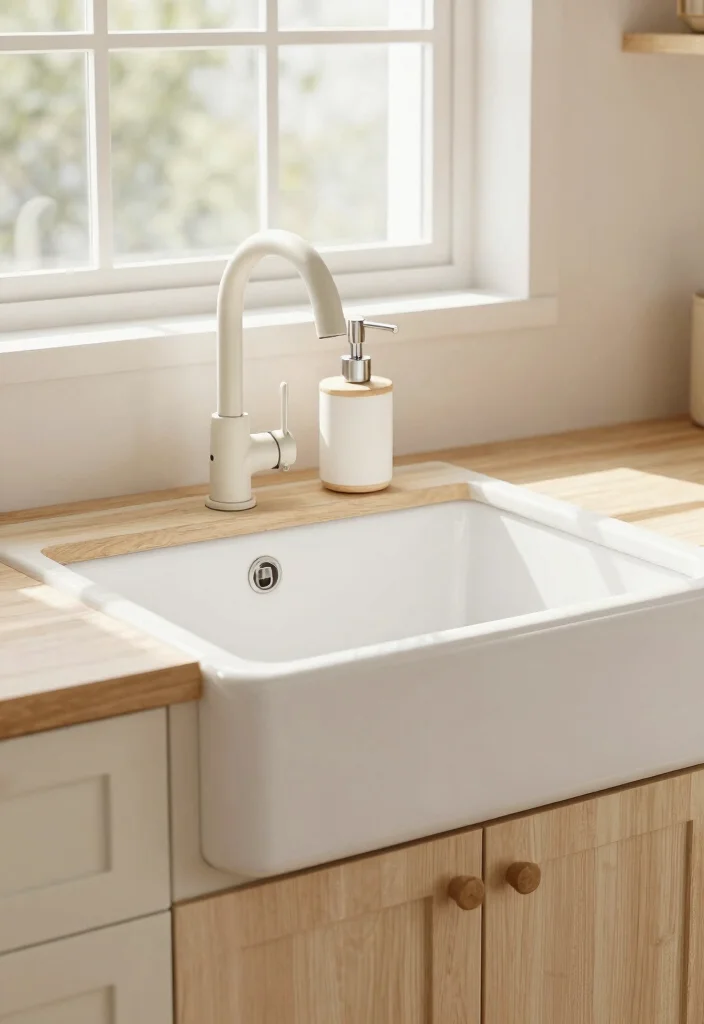 18 Farmhouse Kitchen Sink Ideas With Timeless Charm 13 18 Farmhouse Kitchen Sink Ideas With Timeless Charm - 13. Farmhouse Sink with Integrated Soap Dispenser 1