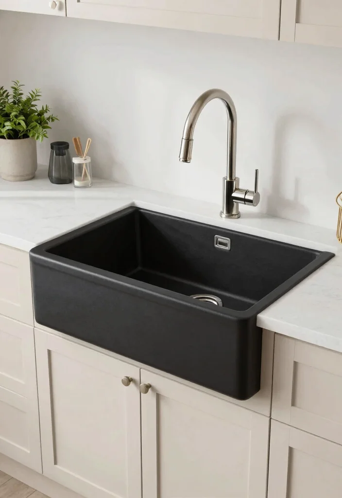 18 Farmhouse Kitchen Sink Ideas With Timeless Charm 9 18 Farmhouse Kitchen Sink Ideas With Timeless Charm - 9. Classic Black Farmhouse Sink 1