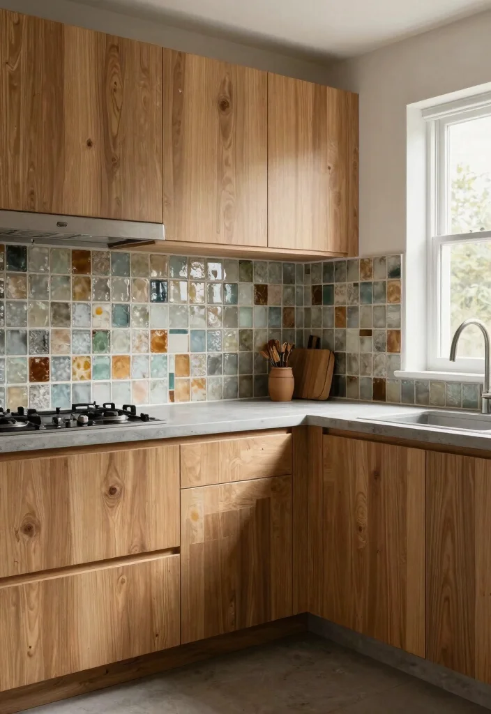 18 Glass Kitchen Backsplash Ideas With Sleek Shine 7 18 Glass Kitchen Backsplash Ideas With Sleek Shine - 7. Recycled Glass for an Eco-Friendly Touch 1