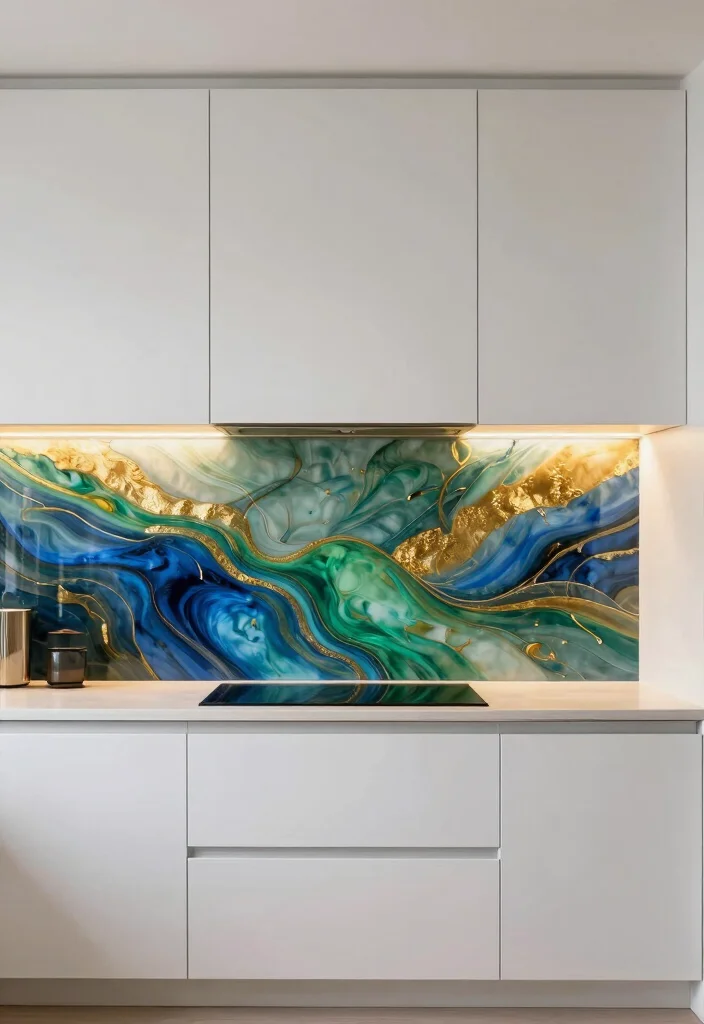 18 Glass Kitchen Backsplash Ideas With Sleek Shine 9 18 Glass Kitchen Backsplash Ideas With Sleek Shine - 9. Art Glass for a Unique Focal Point 1