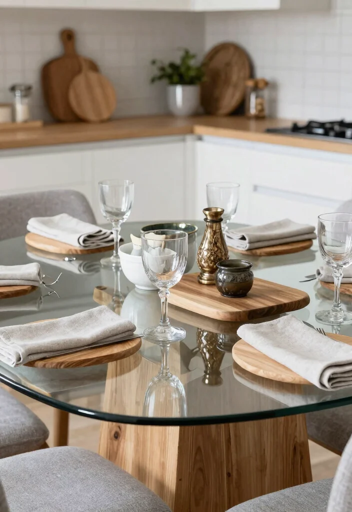 18 Glass Kitchen Table Ideas With Elegant Finish - 17. Layered Glass Table Setting 1