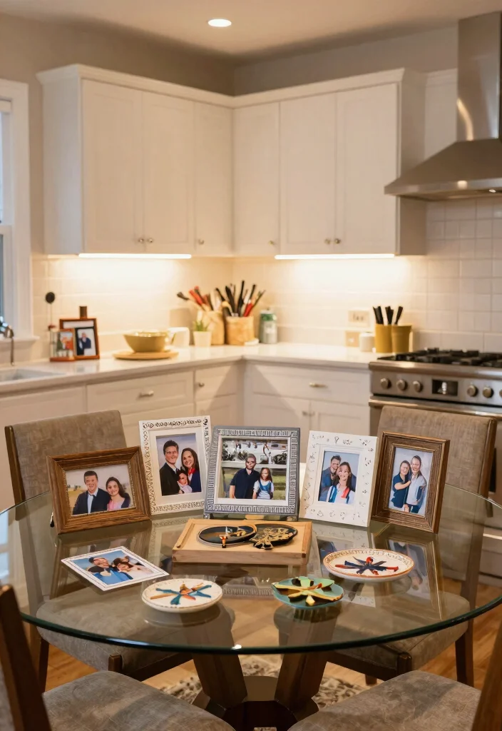 18 Glass Kitchen Table Ideas With Elegant Finish - 18. Glass Table with Personal Touches 1