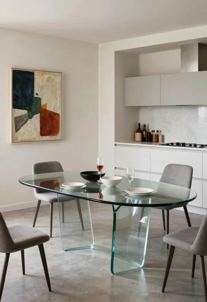 18 Glass Kitchen Table Ideas With Elegant Finish - 5. Glass Table with a Unique Shape 1