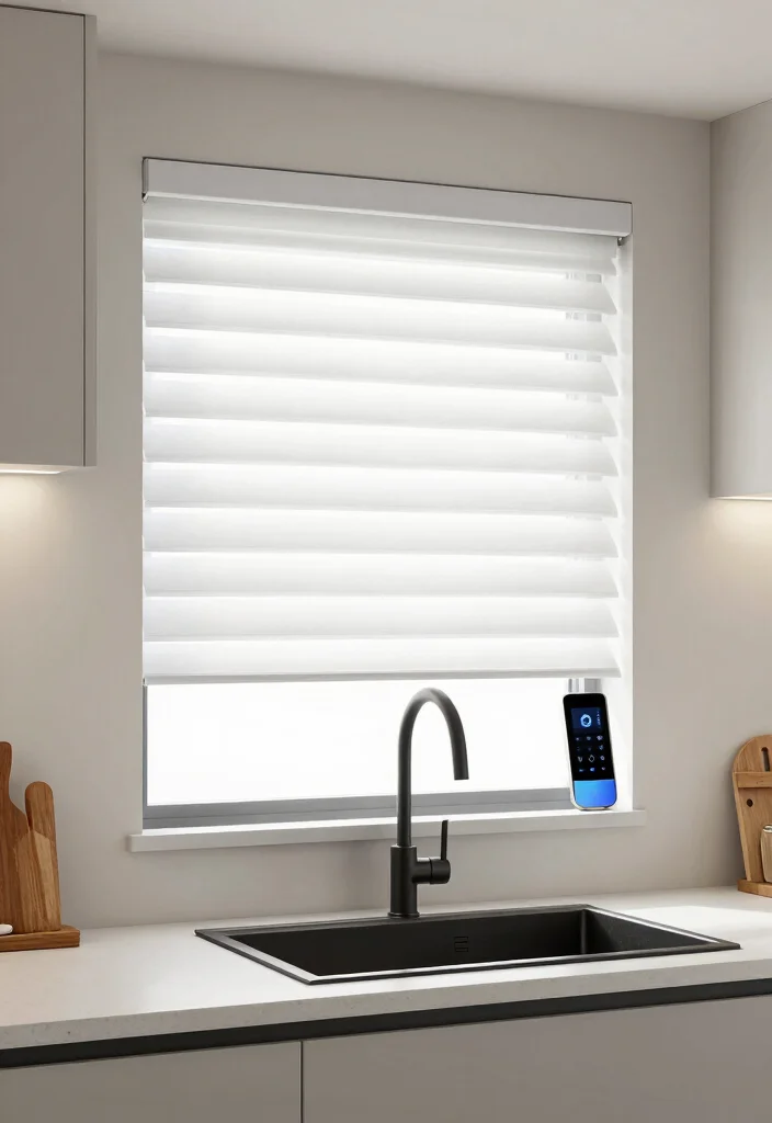 18 Kitchen Blinds Ideas Above Sink That Look Sleek - 17. Smart Blinds 1