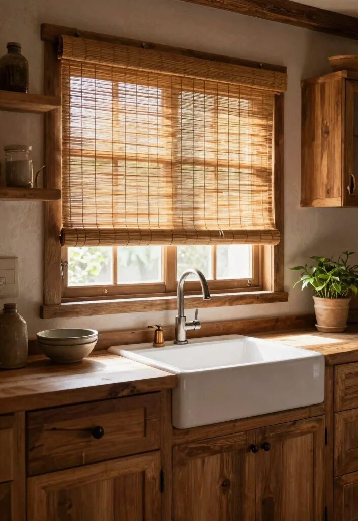 18 Kitchen Blinds Ideas Above Sink That Look Sleek - 3. Bamboo Blinds 1
