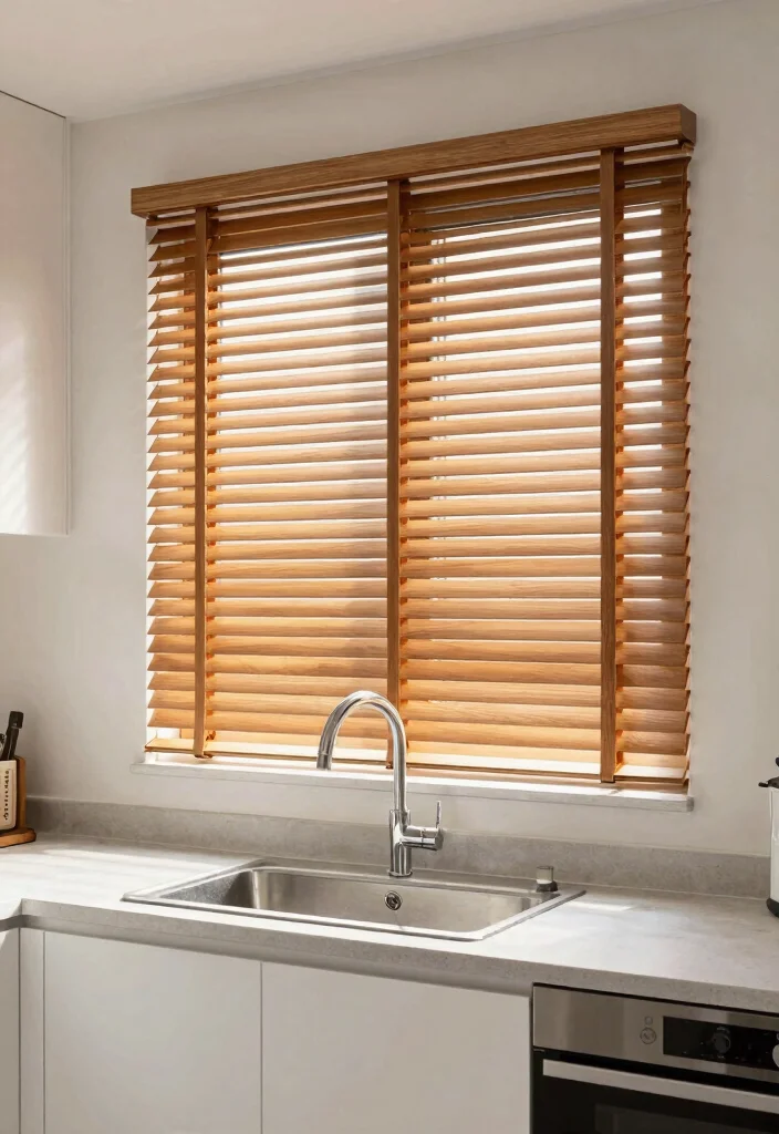 18 Kitchen Blinds Ideas Above Sink That Look Sleek - 6. Faux Wood Blinds 1