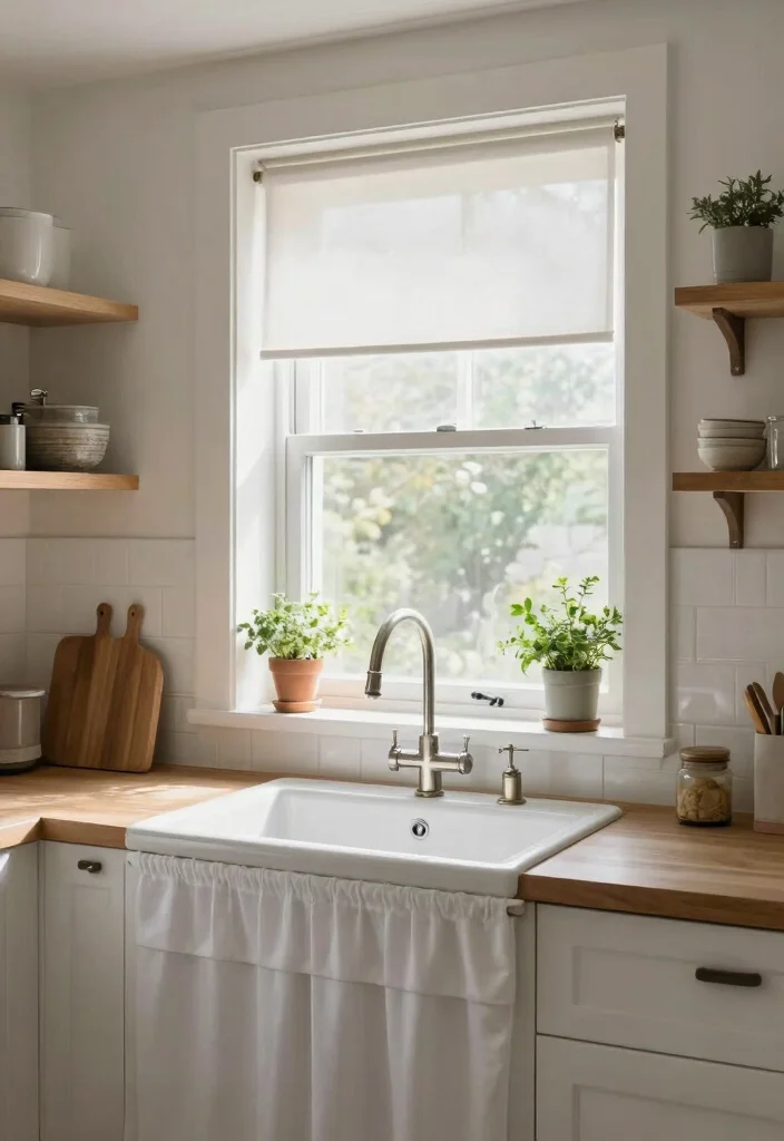 18 Kitchen Blinds Ideas Above Sink That Look Sleek - 7. Simple Café Curtains 1
