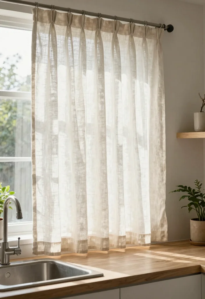 18 Kitchen Blinds Ideas Above Sink That Look Sleek - 9. Natural Linen Curtains 1