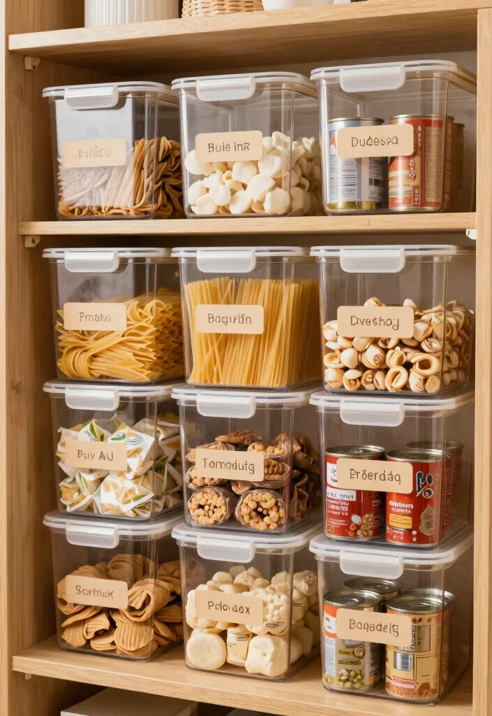 18 Kitchen Pantry Organization Ideas That Maximize Storage - 1. Use Clear Storage Bins 1