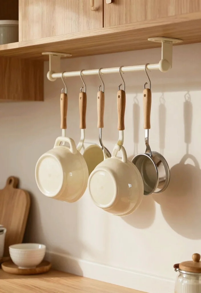 18 Kitchen Pantry Organization Ideas That Maximize Storage - 10. Hang Pot Racks 1