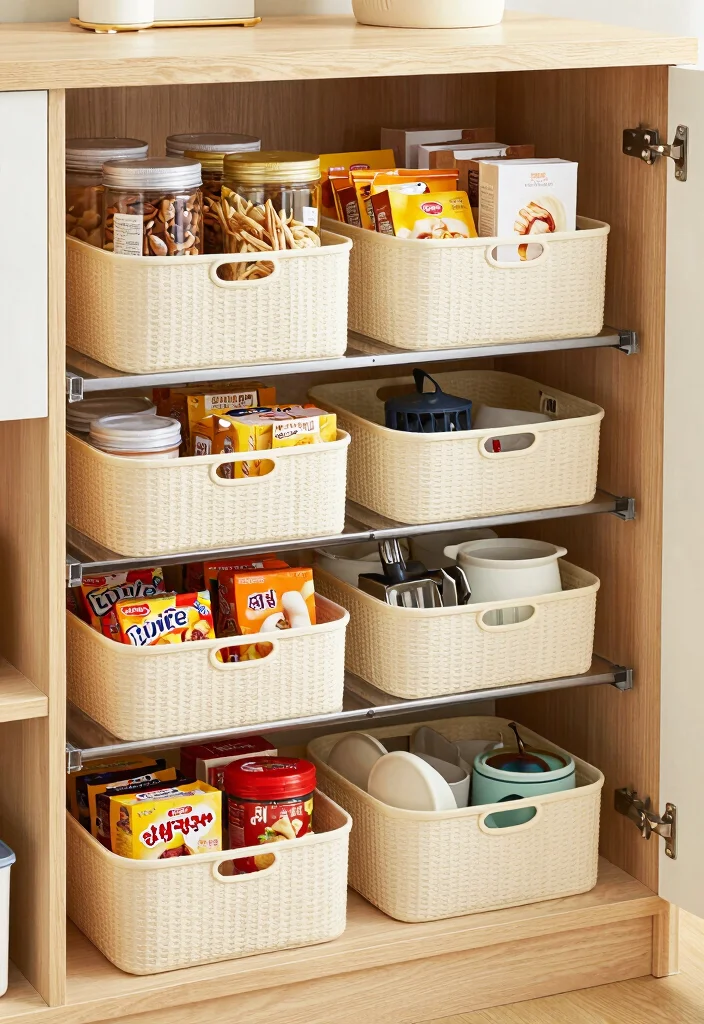 18 Kitchen Pantry Organization Ideas That Maximize Storage - 9. Under-Shelf Baskets 1