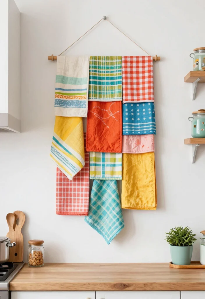 18 Kitchen Towels Crafts Ideas With Cute DIY Touch 11 18 Kitchen Towels Crafts Ideas With Cute DIY Touch - 11. Kitchen Towel Wall Hangings 1