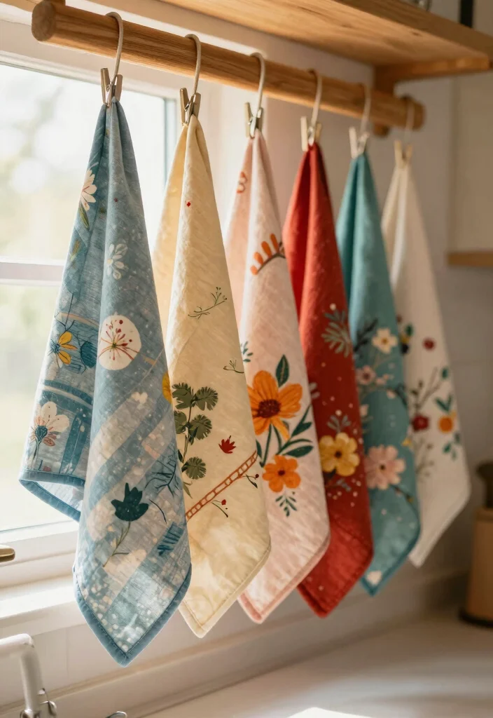 18 Kitchen Towels Crafts Ideas With Cute DIY Touch 2 18 Kitchen Towels Crafts Ideas With Cute DIY Touch - 2. Decorative Hanging Towels 1