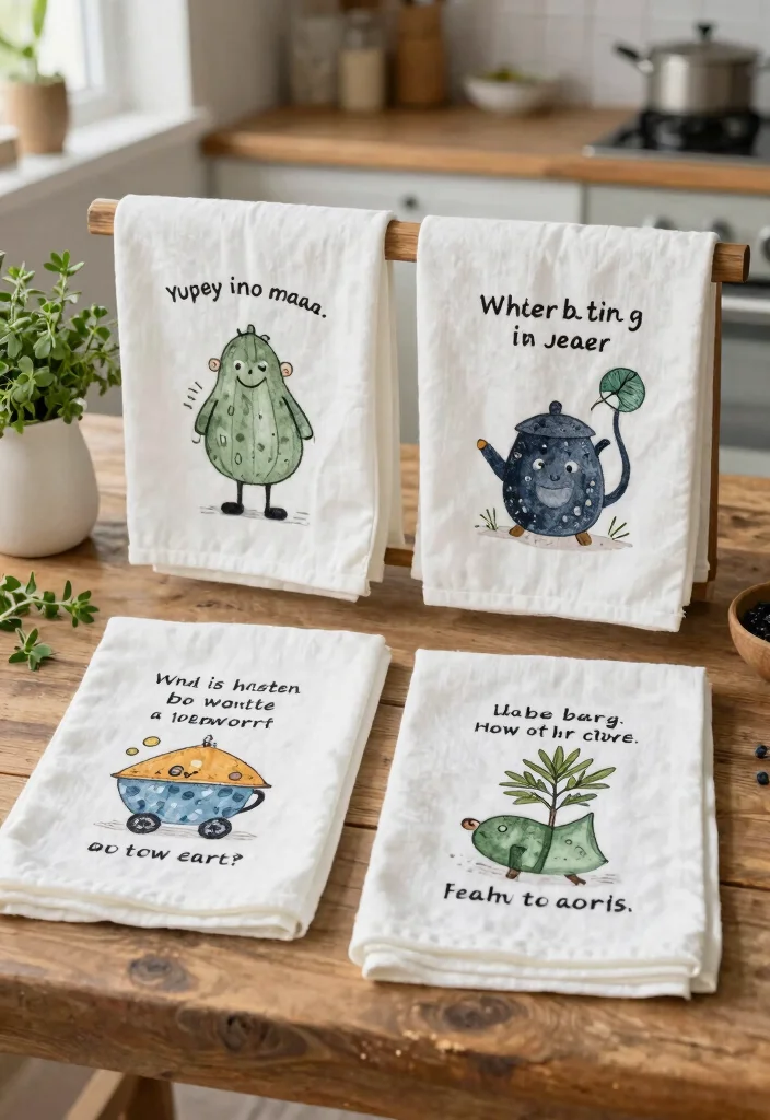 18 Kitchen Towels Crafts Ideas With Cute DIY Touch 4 18 Kitchen Towels Crafts Ideas With Cute DIY Touch - 4. Personalized Tea Towel Sets 1