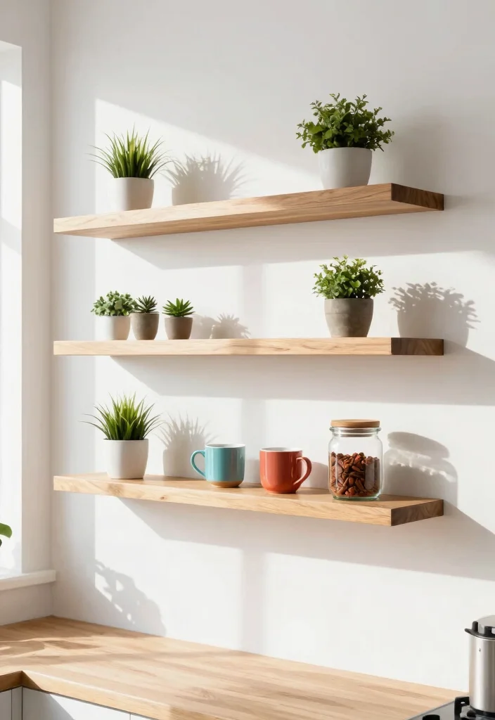 18 Kitchen Wooden Shelves Ideas With Natural Warmth 1 18 Kitchen Wooden Shelves Ideas With Natural Warmth - 1. Floating Wooden Shelves for Minimalist Aesthetics 1