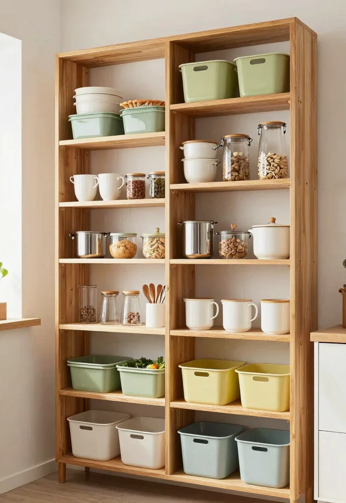 18 Kitchen Wooden Shelves Ideas With Natural Warmth 14 18 Kitchen Wooden Shelves Ideas With Natural Warmth - 14. Vertical Wooden Shelves for Small Spaces 1