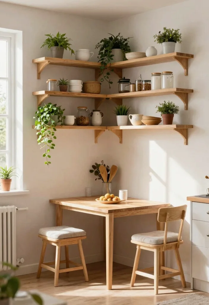 18 Kitchen Wooden Shelves Ideas With Natural Warmth 16 18 Kitchen Wooden Shelves Ideas With Natural Warmth - 16. Kitchen Nook with Built-In Wooden Shelves 1