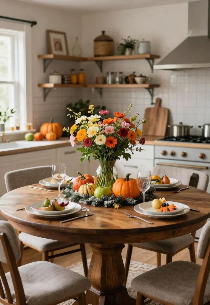 18 Round Farmhouse Kitchen Table Ideas With Cozy Appeal 11 18 Round Farmhouse Kitchen Table Ideas With Cozy Appeal - 11. Seasonal Decor Changes 1