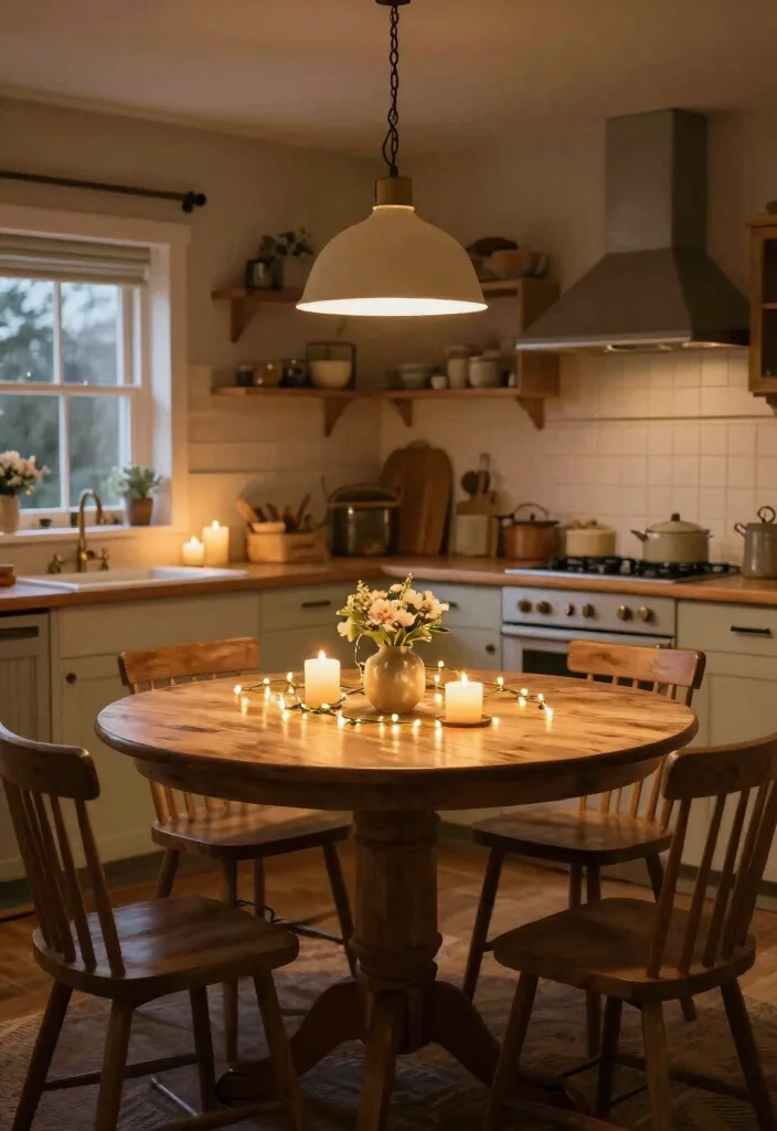 18 Round Farmhouse Kitchen Table Ideas With Cozy Appeal 17 18 Round Farmhouse Kitchen Table Ideas With Cozy Appeal - 17. Cozy Lighting Options 1