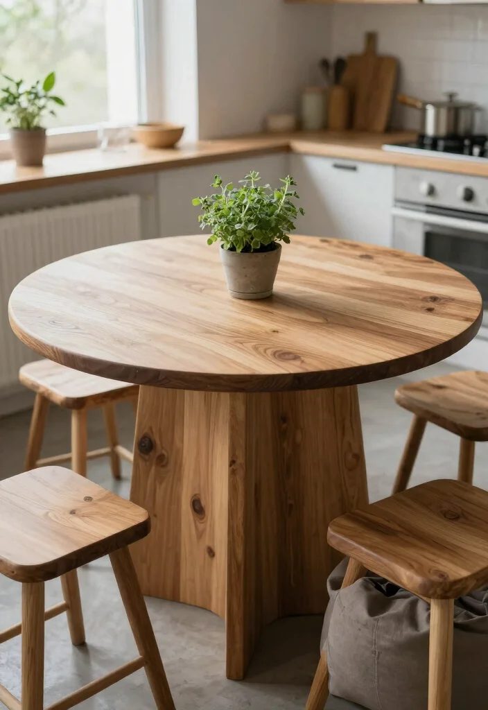 18 Round Farmhouse Kitchen Table Ideas With Cozy Appeal 5 18 Round Farmhouse Kitchen Table Ideas With Cozy Appeal - 5. Natural Wood Finish Table 1