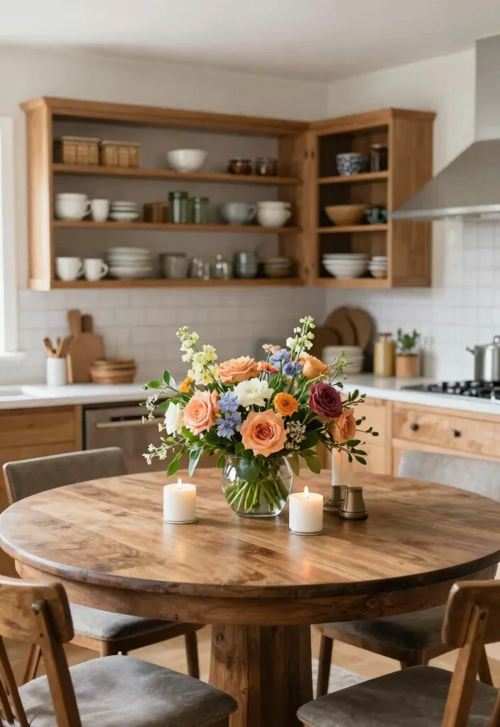 18 Round Farmhouse Kitchen Table Ideas With Cozy Appeal 6 18 Round Farmhouse Kitchen Table Ideas With Cozy Appeal - 6. Centerpiece Magic 1