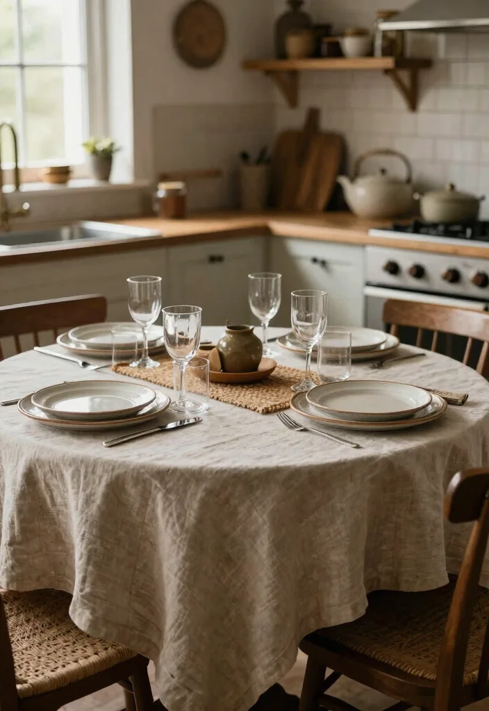 18 Round Farmhouse Kitchen Table Ideas With Cozy Appeal 7 18 Round Farmhouse Kitchen Table Ideas With Cozy Appeal - 7. Layered Textures 1