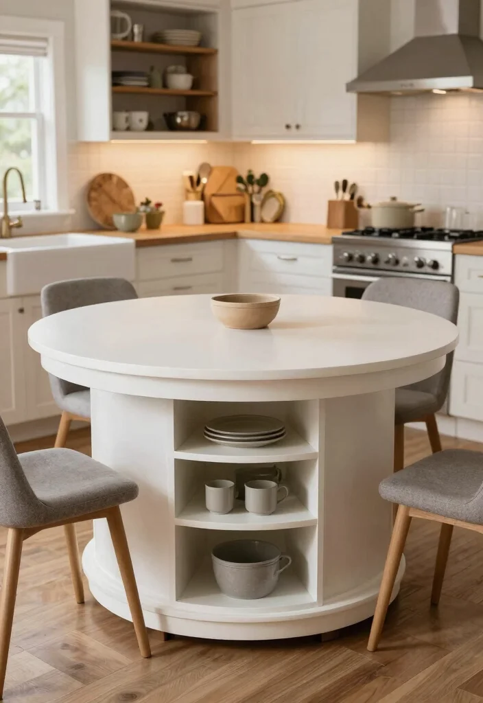 18 Round Farmhouse Kitchen Table Ideas With Cozy Appeal 9 18 Round Farmhouse Kitchen Table Ideas With Cozy Appeal - 9. Multi-Functional Round Table 1