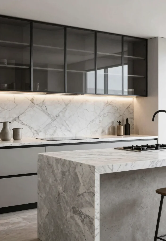 18 Viola Marble Kitchen Ideas With Luxurious Veining 8 18 Viola Marble Kitchen Ideas With Luxurious Veining - 8. Mixing Materials for a Unique Look 1