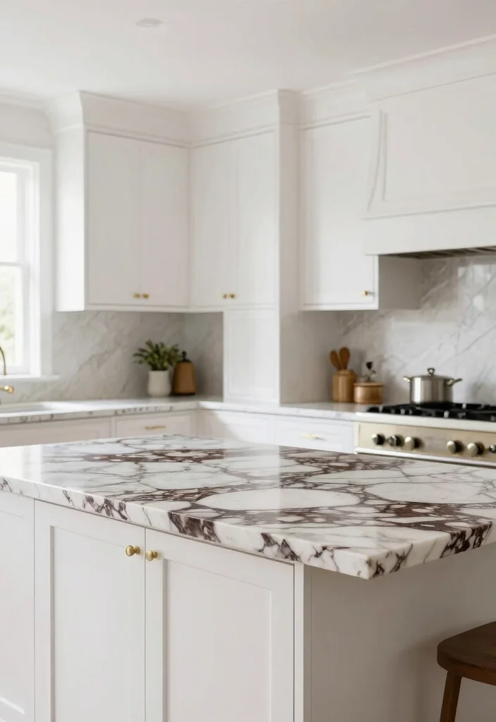 18 Viola Marble Kitchen Ideas With Luxurious Veining 9 18 Viola Marble Kitchen Ideas With Luxurious Veining - 9. Classic White and Viola Marble 1