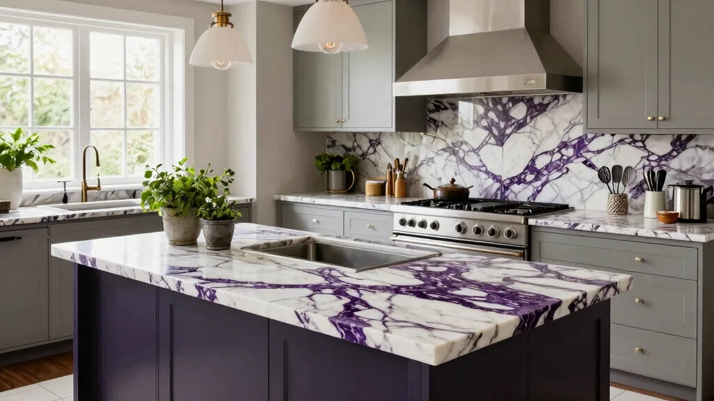 18 Viola Marble Kitchen Ideas With Luxurious Veining