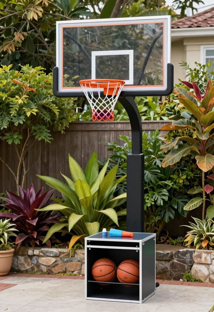 10 Basketball Court Backyard Ideas That Fit Tight Spaces on a Budget - 10. Basketball Goals with Built-In Storage 1